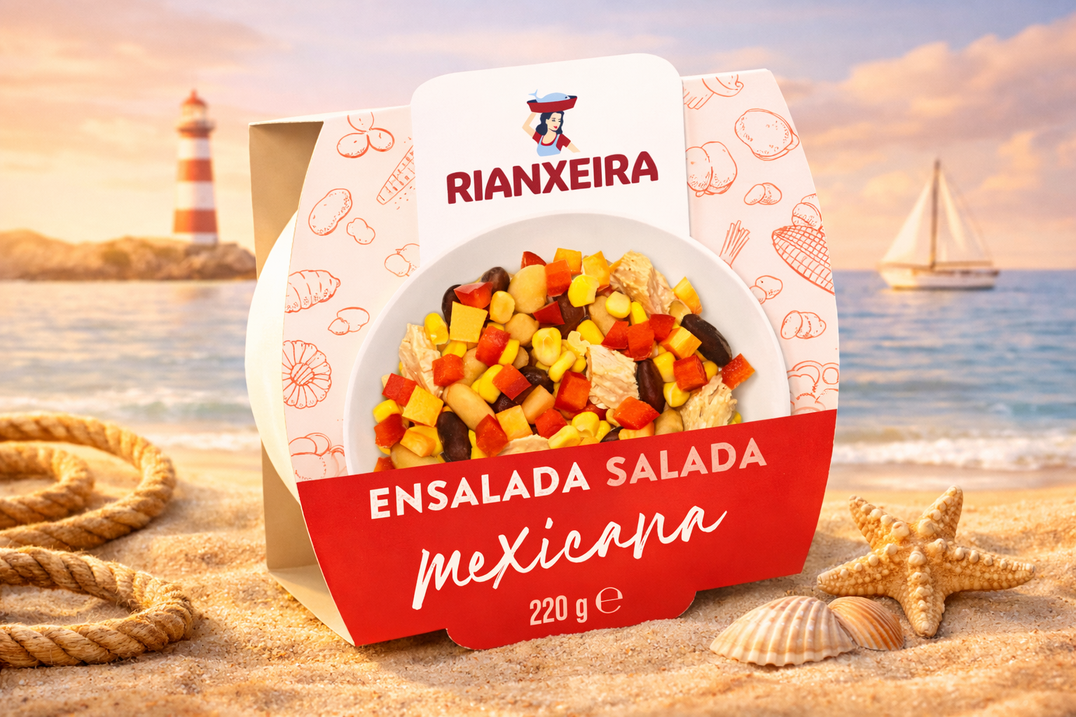 Köögivilja salat tuunikala filee ja punaste ubadega Rianxeira 220g