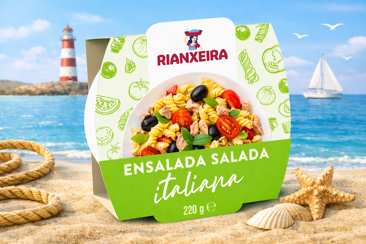 Tuunikalafilee salat pasta ja köögiviljadega Rianxeira 220g